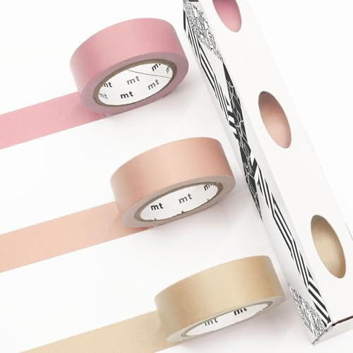 MT Ruban de masquage Washi – Ruban adhésif en papier washi – 15 mm x 7 m (pastel chaud)