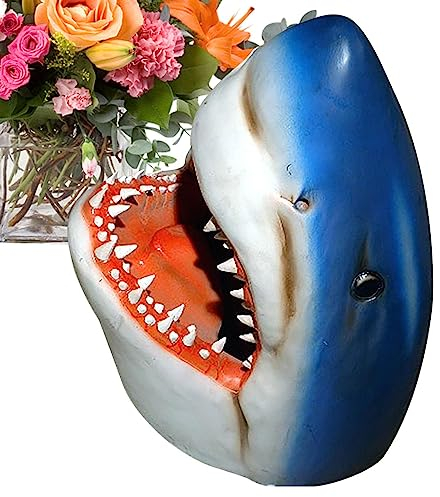 Youpo Gartenhai-Dekor | Neuheit schwimmendes Hai-Kopf-Dekor,3D-Hai-Statue, Gartenskulptur für den Innen- und Außenbereich, Terrassenhof, Rasenornamente