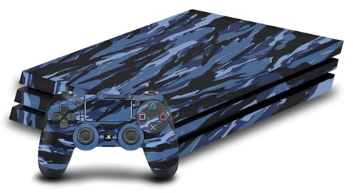 Head Case Designs Blau Camo Tarnung Vinyl Haut Gaming Aufkleber Abziehbild Abdeckung kompatibel mit Sony PlayStation 4 PS4 Pro Console and DualShock 4 Controller