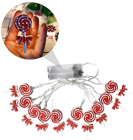 UKCOCO Led-weihnachtslichterkette für Innenbereich Lollipop-dekorationslichterkette Warme Lichter für Festliche Stimmung Installieren Verstauen
