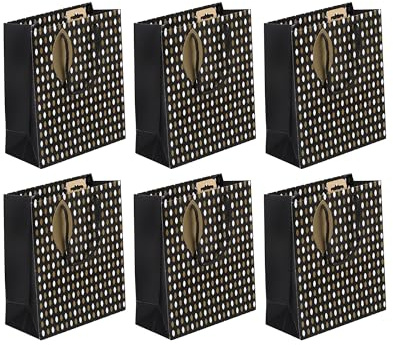 Clairefontaine 32490-3Cpack - Packung 6 Geschenktasche - Tüte Excellia, Format M (21,5x10,2x25,3 cm), 210g, geeignet für Geschenke, Elegant Schwarz - Gold - Weiß, 1 Pack