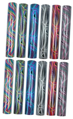 VILLCASE 12pcs Red Glitter Htv Heat Transfer Vinyl Holographic Permanent Vinyl for DIY Clothing Cups Decorations