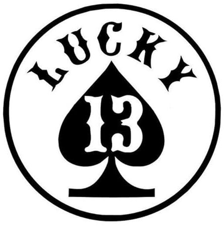 Lucky 13 - V1 - Allwetter-Aufkleber, Vinyl-Aufkleber, Auto, Laptop, LKW, Werkzeugkasten, Fenster, Tumbler, Boot, Anhänger usw (Hellblau, 5x6)