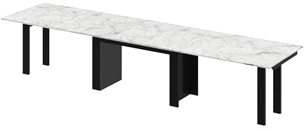 Design Esstisch Tisch HMA-111 XXL ausziehbar 170 bis 410 cm Esszimmer, Farbe:Marmoroptik - Schwarz Hochglanz