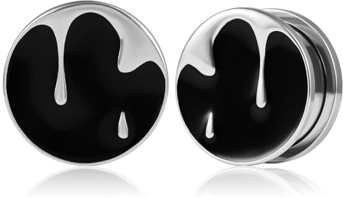 Vankula Ohr Tunnel 1 Paar Single Flared Flesh Plugs Vintage für männer damen Ohrpiercing Schmuck 10mm(00G) Silber