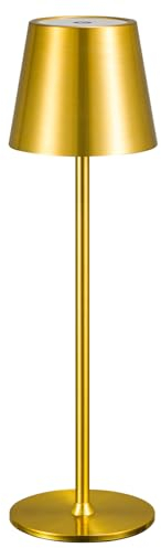 Zoeger 2 Stück LED Dimmbare Akku Tischlampe Kabellose, Wiederaufladbar Warme Lichtfarbe 3000K Tischleuchte Für Innen und Aussen mit USB-C, Aluminium, IP54 Wasserdichte (golden)