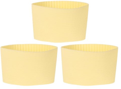 sourcing map 3Pcs Coffee Cup Sleeve, Silicone Cup Sleeve Non-Slip Glass Water Bottle Mug Sleeves Yellow