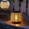 Außen Solar Laterne Boho Rattan Lampenschirm Hängelampe IP44 Wasserdicht Garten Solarlampe Pendelleuchte mit LED Glühbirne Gartenleuchten für Patio Terrasse Balkon Hof Pavillon Deko Hängeleuchte