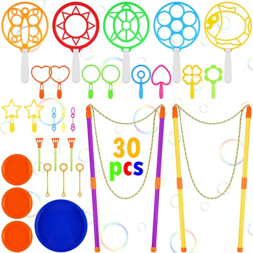 OSDUE 30 Stück Seifenblasen Set für Kinder, Große Seifenblasenstäbe, Seifenblasen Blase, Zauberstab Einstellen Seifenblasen für Indoor und Outdoor Bubble Maker Spiele, für Sommer Outdoor Aktivitäten