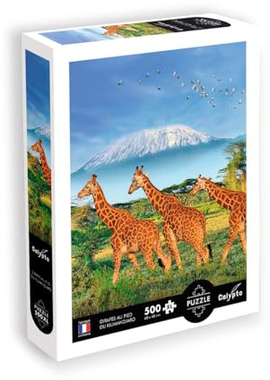 Calypto 3907351 Giraffen, 500 Teile XL-Puzzle mit Soft-Touch, große Puzzleteile mit samtiger Oberfläche, für Erwachsene und Kinder ab 8 Jahren, Afrika, Kilimandjaro, Nachauflage