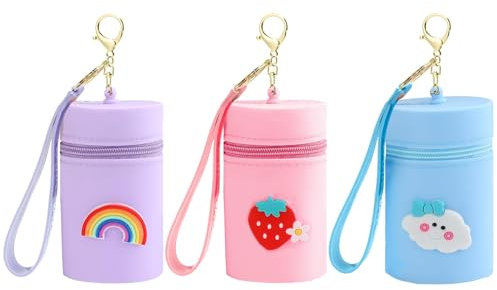 Mini Porte Monnaie Mignon Enfant,3PCS Dessin Animé Petit Porte Monnaie, Mini Sac à Dos Porte-clés,Mini Portefeuille en Silicone pour Pièces,Cartes De Crédit,Cartes d'Identité, Écouteurs, Clés