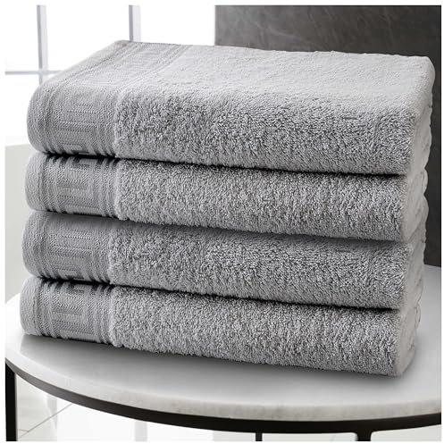 GC GAVENO CAVAILIA Toallas de Mano – Toallas de algodón Egipcio, Paquete de 4 – Toalla de Mano Ultra Suave y Altamente Absorbente para baño – Toallas de Secado rápido (50 x 80 cm) – Gris