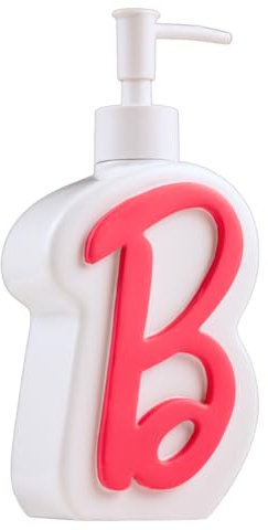 Collectibles Barbie Pink B Monogram Seifen-/Lotion-/Handdesinfektionsspender aus Resin, 345 ml, (Offiziell Lizenziertes Produkt) von Franco