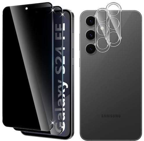 Vanrain Sichtschutz für Panzerglas für Samsung Galaxy S24 FE, 2+2 Stück Privacy Schutzfolie und Kameraschutz, Anti-Spy Schutzglas 9H Härte Kratzfest Bläschenfrei