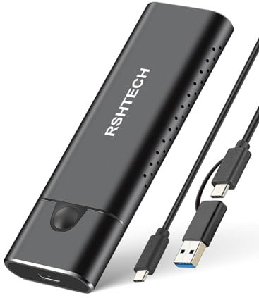 RSHTECH M.2 NVMe Enclosure, 10Gbps USB 3.2 Portable SSD Enclosure for 2242/2260/2280 NVMe & SATA M.2 SSDs, Aluminum External m2 SSD Caddy Case Supports Tool-Free, Driver-Free (RSH-329)