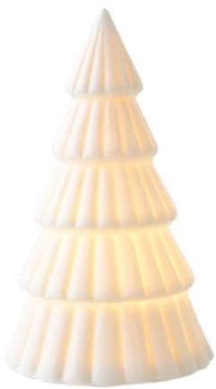 Albero di Natale in ceramica illuminato - Decorazione natalizia a LED | Albero di Natale da tavolo in ceramica bianca, albero illuminato per davanzale, balcone, libreria, decorazione natalizia