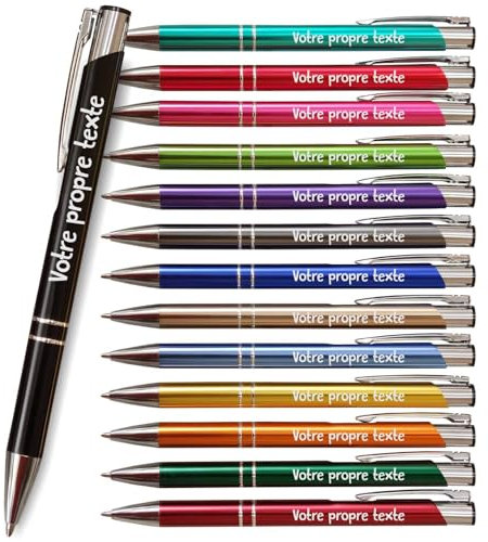 DECORS concept - 10x Stylo Personnalisé de Haute Qualité - Cadeau Personnalisé et Unique, Stylo Bille avec Gravure, Idéal pour Mariages, Communions, Cadeaux d'Entreprise ou Gadget Publicitaire