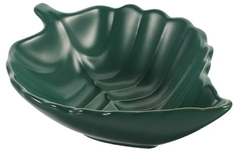 IMIKEYA Banana Leaf Ceramic Dessert Plate and Serving Dish Green Creative Tableware for Snacks and Fruits Kitchen and Home Use
