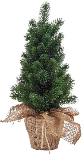 Kleine Kiefer künstlich im Topf mit Jute - Weihnachtsbaum Tannenbaum Christbaum 45 cm