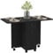 HOMCOM Folding Dining Table for 4-6, Rolling Drop Leaf Table on Wheels with Storage Drawers, Cabinet and Open Shelf for Kitchen, Dining Room, Distressed Black