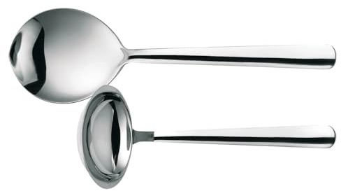 Fiskars Serving Cutlery, 2-Piece, Functional Shape, Serving Spoon and ladle, 18/10 Stainless Steel, Silver/Polished, 1002947