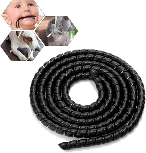 TenaLucy 5M Gaine Cable,Cache Cable Protecteur de Cordon pour Chien et Chat Gaine Spirale Flexible Gaine Cable Informatique Protege Cable Gaine Spiralé pour Câbles,pour Range Cable,Protection Cable