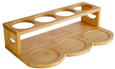 Bomefoi Wooden Oil Bottle Holder, Oil Bottle Rack Organiser, Pantry Organiser, Bottle Rack for Olive Oil Dispenser, Creative Bottle Stand, Organiser for Kitchen Worktop