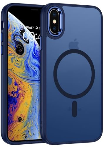 VENINGO Magnetica Cover per iphone XS Max Custodia Compatibile con MagSafe Cover Traslucida Opaca Silicone Tpu Anti Impronte Digitali Custodia per iphone XS Max 6,5 Pollice Scuro Blu