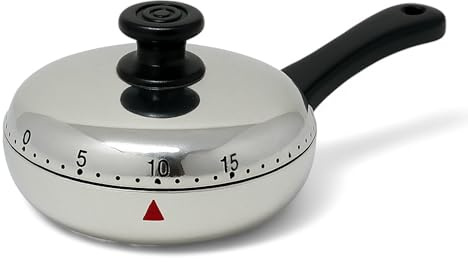 MIJOMA Küchentimer Bratpfanne mechanisch – Eieruhr 60 Minuten – manueller Kurzzeitwecker ohne Batterie für Kochen Backen Lernen und Alltag