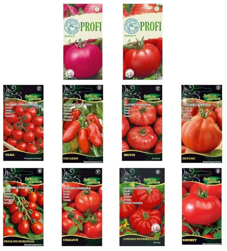 Nojus - Juego de semillas de tomate - 20 variedades - Varias semillas de tomate Kit de inicio - 20 paquetes - Semillas de jardín - Caja de semillas de verduras 20 variedades