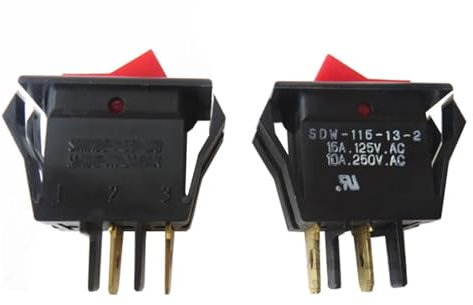 SDW-115-13-2 2Pins 2 Position Rocker Switches 15A125VAC 10A250VAC Red, 2-Pack ZDVHOMCB