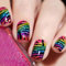 24pcs Glitter Press on Nails - Iridescent Stick on Nails - Rainbow Colour False nails with Glue - Medium Square Fake nail Tips for Women Long Lasting DIY French Manicure