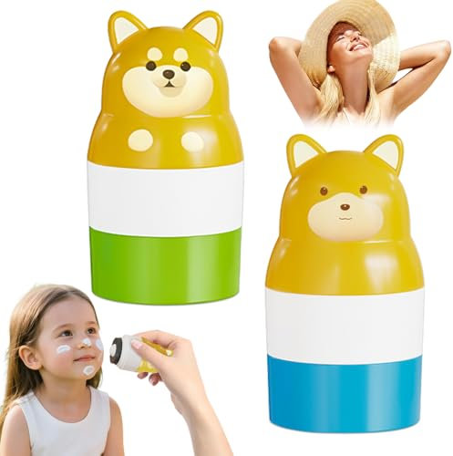Gobesty Sonnencreme Applikator Kind Nachfüllbar, 2 Stück Sonnencreme Roller Sonnencreme Schwamm Auffüllbar für Körperlotion & Lotion, Tragbares Sonnenschutz Applikator für Kinder Erwachsene Reisen