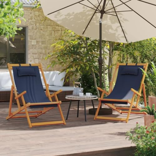 Lauuoeriau Haus und Garten, zusammenklappbare Strandkörbe, 2 Stück, blauer Stoff