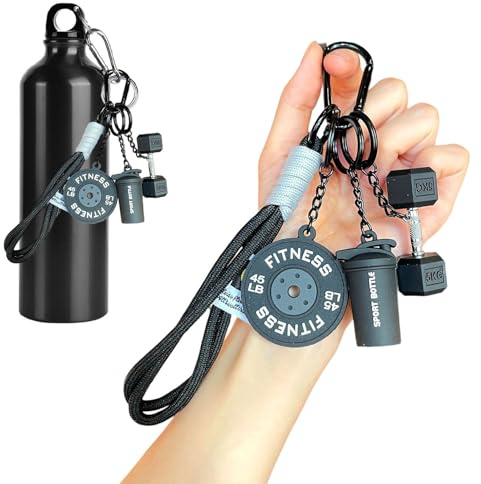 Kugelhantel-Schlüsselanhänger-Set, Silikon-Schlüsselanhänger mit Metallgriff, motivierend, Fitness, Fitnessstudio, Geschenke