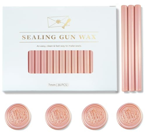 36Pcs Smoky Pink Wax Seal Sticks, 7mm for Mini Glue Gun Sealing