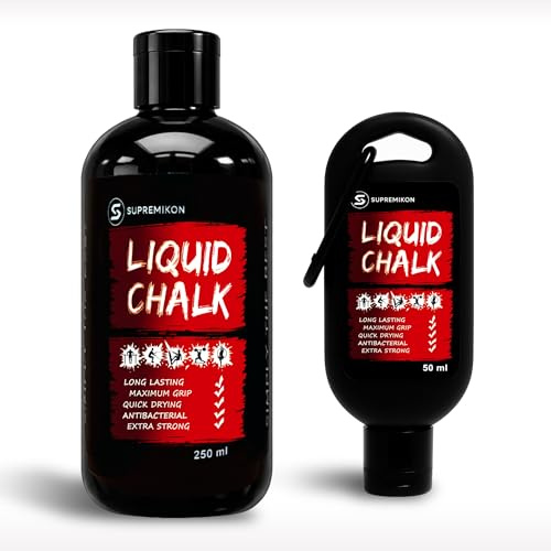 SUPREMIKON Liquid Chalk – Gesso liquido per la massima aderenza durante calisteniche, bouldering, arrampicata, magnesia ginnastica o pole dance grip | alternativa a Chalk Block, lunga tenuta (set da