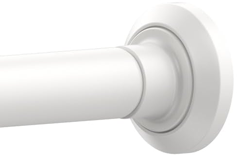 ENJOYBASICS Shower Curtain Pole 84 to 183 cm, 1 Inch Extendable Tension Rods for Curtains No Drill, Shower Rail for Bathroom, Closet, Window, Room Divider, Never Rust, Non Slip,White