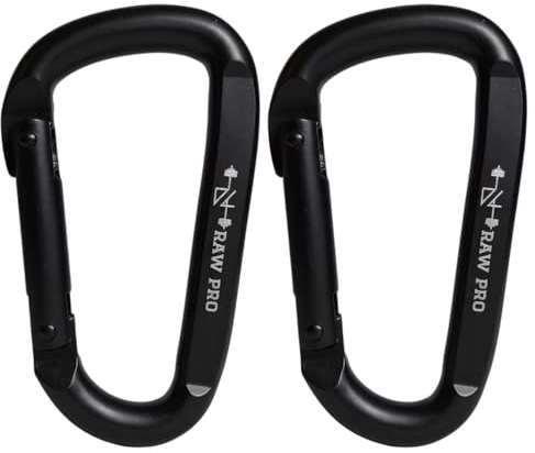 DanRaw Pro Heavy-Duty Black Carabiner Clips (2-Pack or 4-pack) Gym Accessory for Resistance Bands, Cable Machines, Weight Training & Gear Attachment – Durable, Design for Fitness & Home Workouts