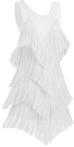 OMEWEE Tanz Kleid Damen Ärmellos Glitzer Strass Quaste Latein Tanzkleid Fransenkleid 1920er Gatsby Fransen Vintage Flapper Kleider Cocktail Party Samba Latin Salsa ChaCha Kleid