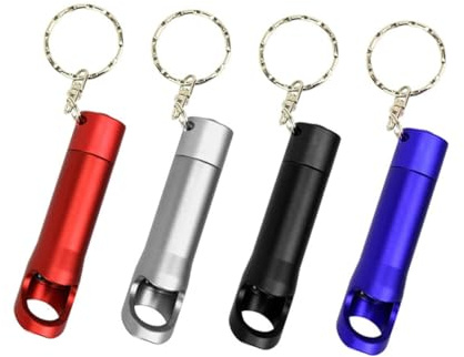 Housoutil Mini Porte-clés Torche LED en Alliage D'aluminium Design Créatif et Compact Décapsuleur et Anneau Porte-clés Lot de 6 Couleur Aléatoire pour Hommes et Femmes