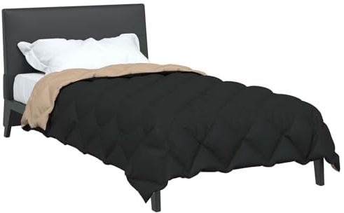 vidaXL Winterbettdecke 140 x 220 cm 450 g/m² Schwarz und Taupe