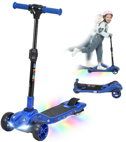 AIYAPLAY Trottinette Électrique pour Enfants Pliable 3 Roues 6+ Ans | Démarrage Zéro, Vitesse Maximale 8 km/h, Lumières LED Colorées, Autonomie 8 km, Frein à Pied