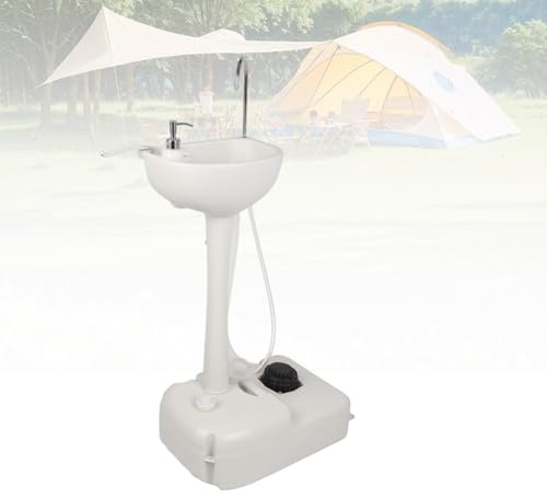 KAIKAFEI Lavabo Portable De Camping avec Pompe à Pied Et roulettes, Station Lavage Mains Mobile avec Distributeur De Savon, Idéale pour événements Et Chantier(17L)