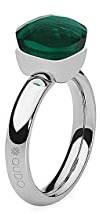 Qudo Firenze Edelstahl Ring mit grün farbenem Stein (emerald) (58 (19))