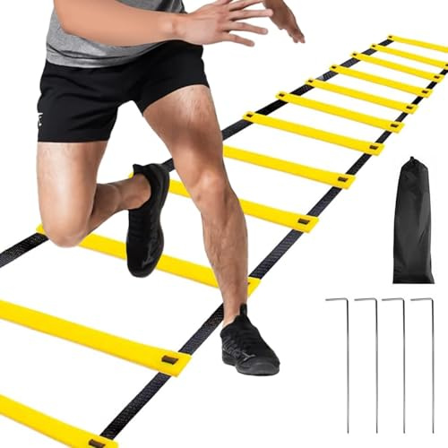 Escalera de coordinación – Escalera de Agilidad/Velocidad de 9 m con Bolsa de Transporte, 42 cm de Ancho