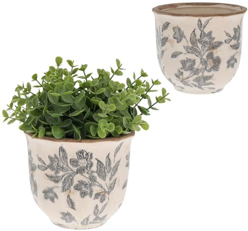 Shudehill Giftware Misty Garden Collection Small Planter, Floral Ceramic Plant Pot, Country Farmhouse Home Decor
