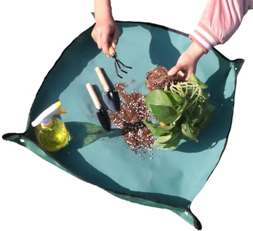 Eojpdji Tappetino per il Rinvaso | 75x110 cm Grande Ispessito Pieghevole Impermeabile - Tappetino Da Giardinaggio Vassoio Per Rinvaso - Succulente da Esterno, Fiori, Vasi, Trapianto e Terriccio