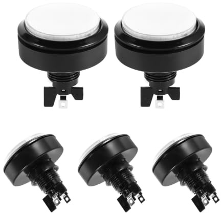 YARNOW 5 Piezas de Joystick y Botones para Arcade, Interruptor de botón pulsador Iluminado Grande de 60 mm con microinterruptor para máquina recreativa DIY o gabinete Modificado.