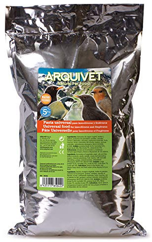 ARQUIVET Pâte universelle pour insectivore et fruitivore - 5kg - Alimentation des oiseaux - Baies et graines écrasées, ainsi que des insectes secs et des crevettes mixtes
